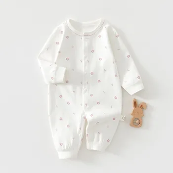 AYNIGIELL Vestiti per bambini Primavera Autunno Biancheria intima in puro cotone Neonato Tutina Pagliaccetto Manica lunga Pigiama Outfit Body 1