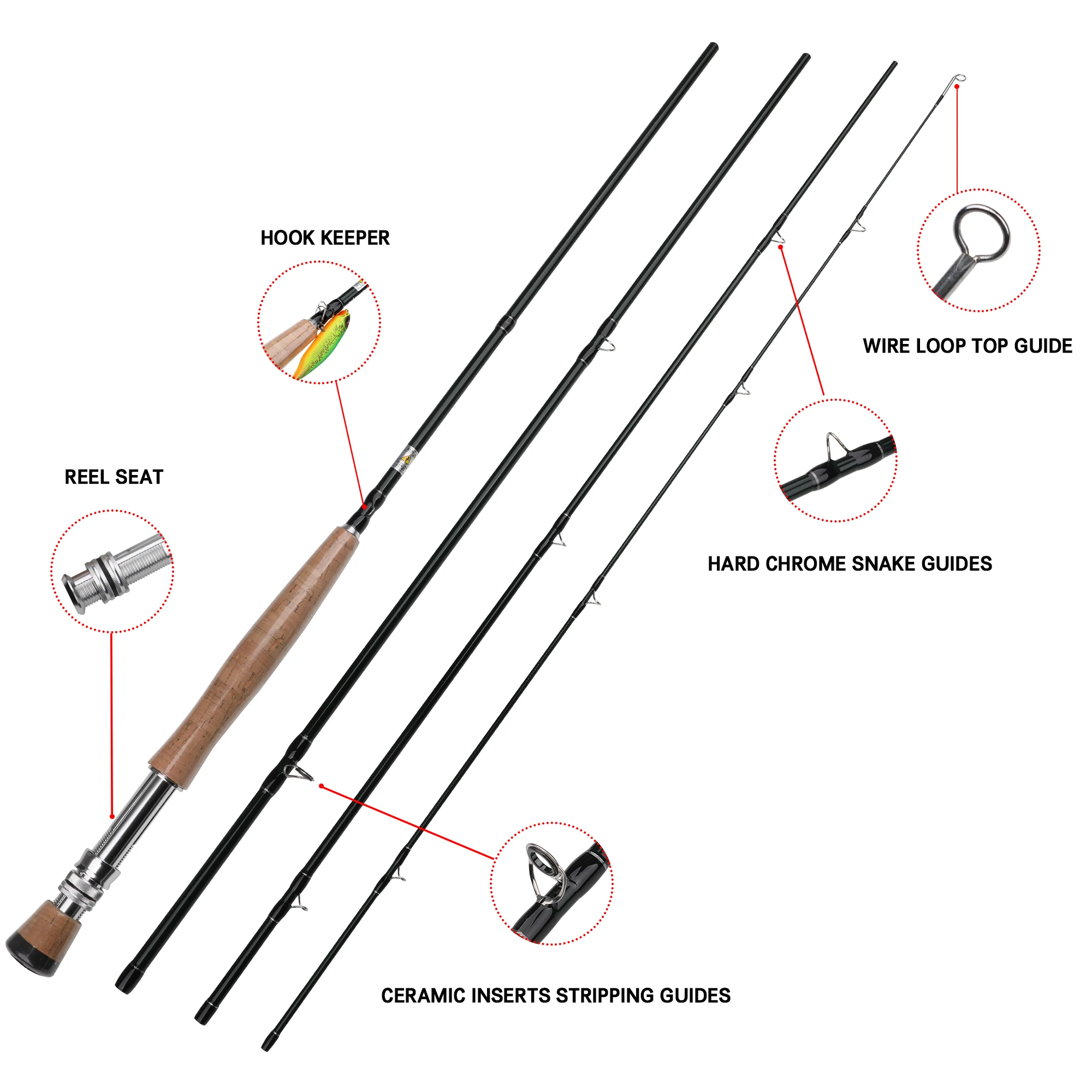 

PHISHGER Fly Spinning Fishing Rod 9FT 6#/8# Light Weight Travel Carbon Fiber Medium Fast Flying Trout River Stream Pole