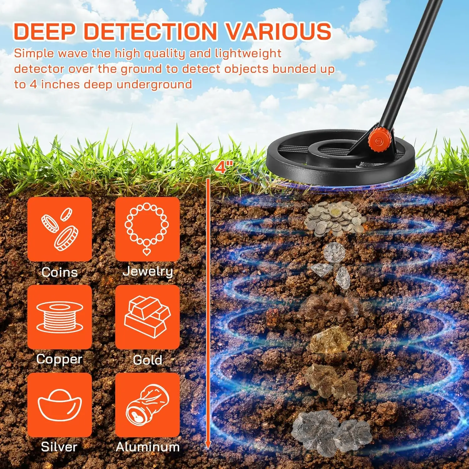 Metal Detector Per Bambini - Rilevatore Metalli Portatile Con Display LCD E Allarme Sonoro, Impermeabile, Ideale Per Piccoli Avventurieri - Foto 7