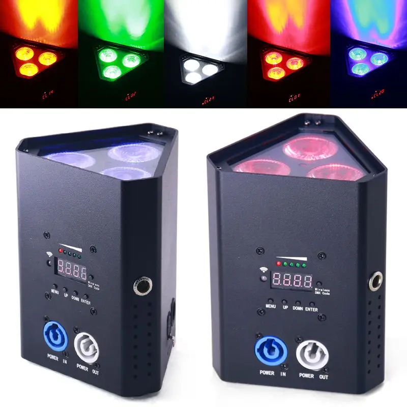 3x18W RGBW UV Wireless Dmx Battery Powered LED Wedge Uplights with IRC Remote Control for  DJ Party Wedding Lights