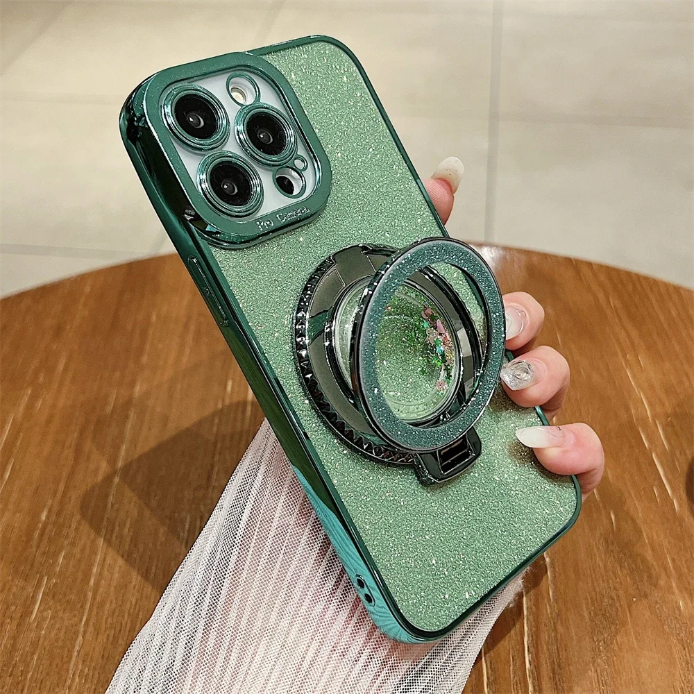 Bling Glitter Magnetic Phone Case For Iphone With Magsafe Holder_voghion.com