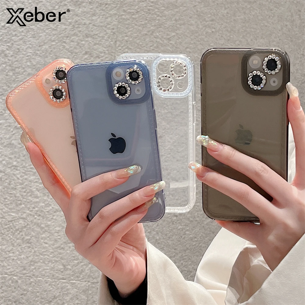Модный Блестящий Прозрачный чехол для телефона с камерой iPhone 13 11 12 Pro Max X XS XR 7 8 Plus