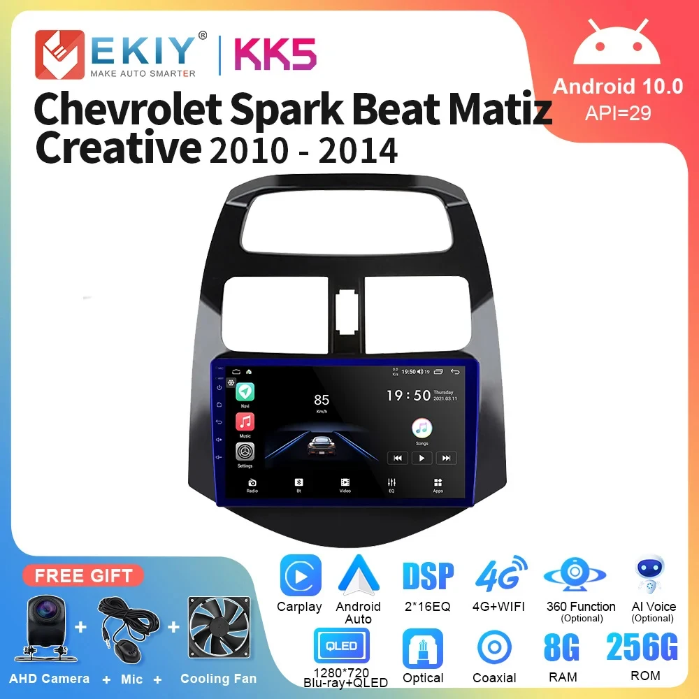Car Radio Car Multimedia Player Android 10 8G+128G Navigation GPS Multimedia Video Player For Chevrolet Spark Beat Matiz Creative 2010-2014