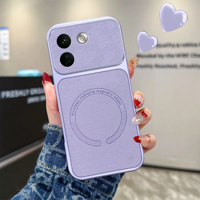 Magnetic PU Leather Shockproof Wireless Charging Case
