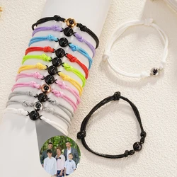 Custom Round Photo Projection Braided  Bracelet Customized Stainless Steel Projection Bracelet Family Photo Commemorative Gif