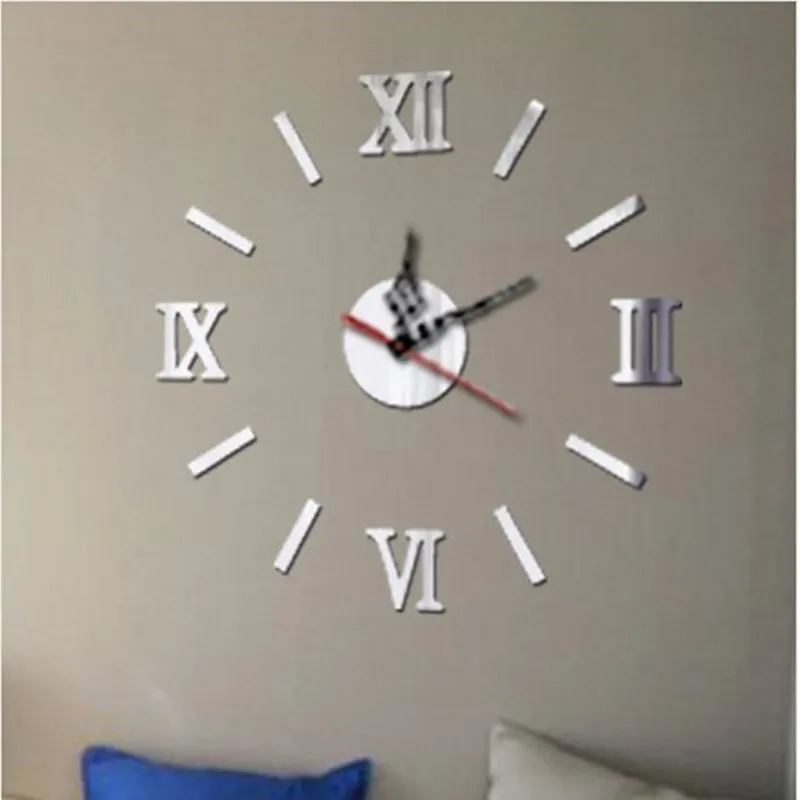 Wall Clock Wall Clock Sticker DIY Quartz Clocks sticker 3D wall clock Roman numeral mirror acrylic home wall Self Adhesive Hanging Watch decoration sticker