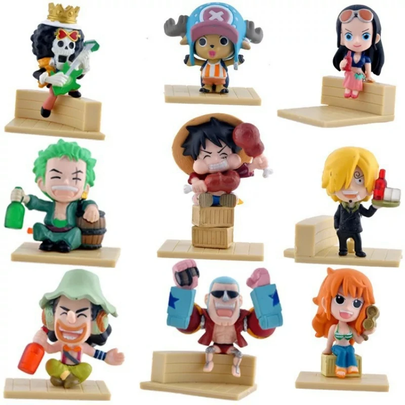 Figuras de acción de ONE PIECE de 7 cm, Luffy, Nami, Zoro, Sanji, personajes de anime Chibi, lindos adornos de colección, regalo de cumpleaños, juguetes para niños