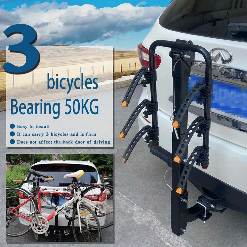 

New Arrivals SUV Car Rear Bracket Rack for Carry 3 Bikes,Car Rear Carrier Frame with Max Capacity 50kg Can Carry 3 Bicycles