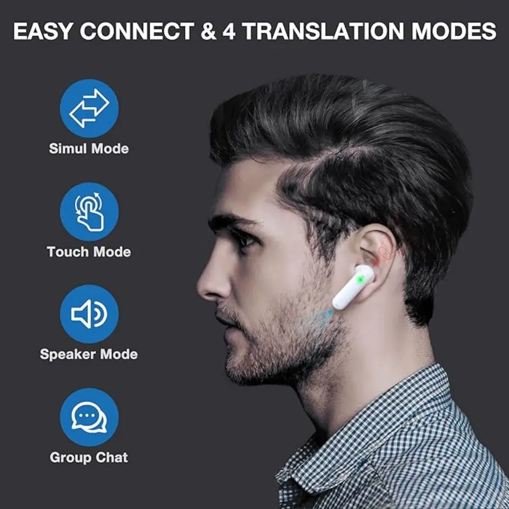 

Timekettle Edge Language Translation Earbuds translate simultaneously in real time with wireless Bluetooth APP travel translator