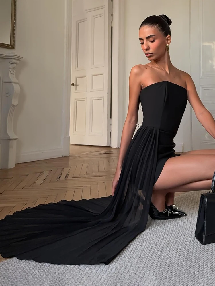 Women Sleeveless Patchwork Mesh Bodycon Dress