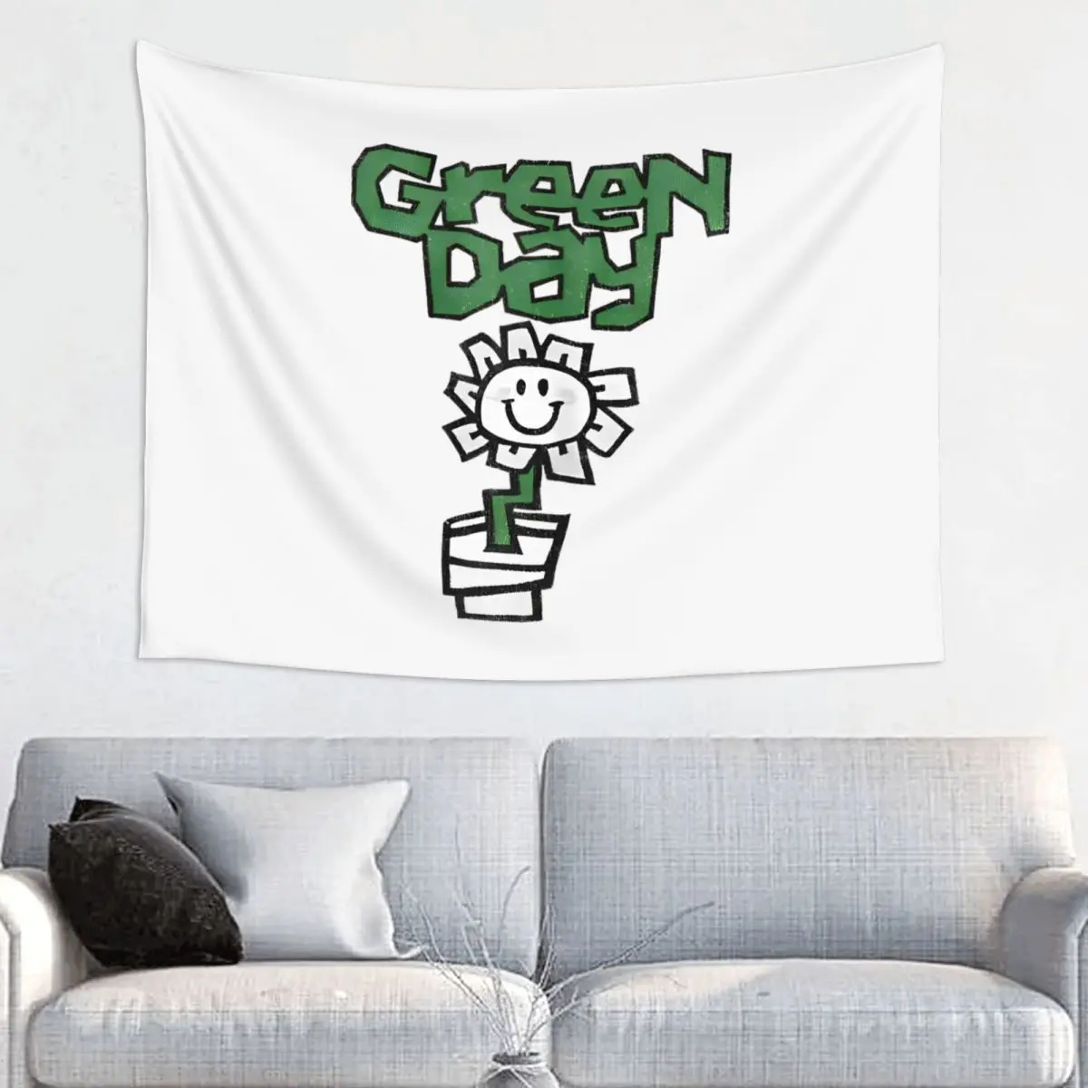 Green Day Punk Rock Tapestry Wall Hanging Printed Fabric Wall Tapestry American Bohemian Blanket Decor Tapiz