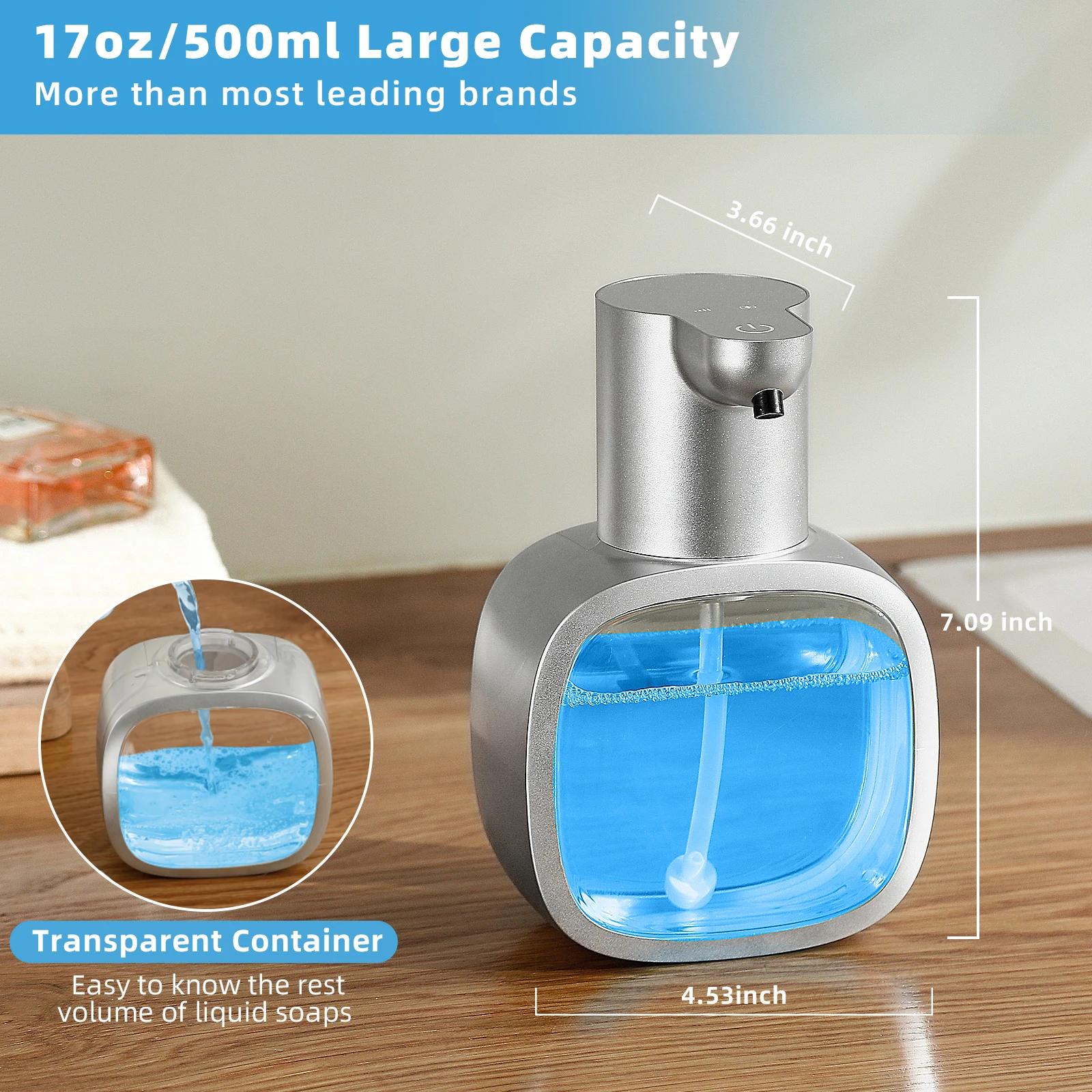 New Wall Mounted Automatic Soap Dispenser Foam Smart Hand Washing Machine 500ml Liquid Rechargeable Bathroom Induction Sensor - Image 6