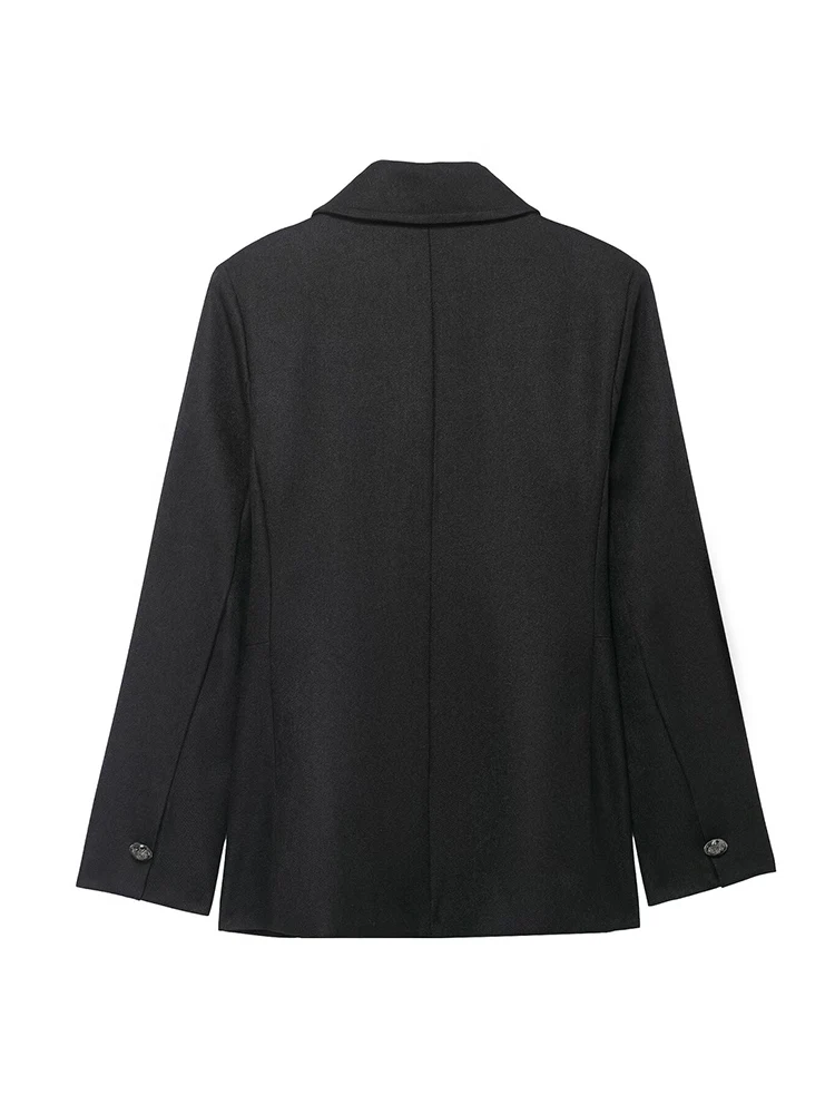 Autumn Winter Women Woolen Coats Fashion Slim-fit Double-Breasted Jacket Chic Lapel Warm Streetwear Lady Elegant Outerwear