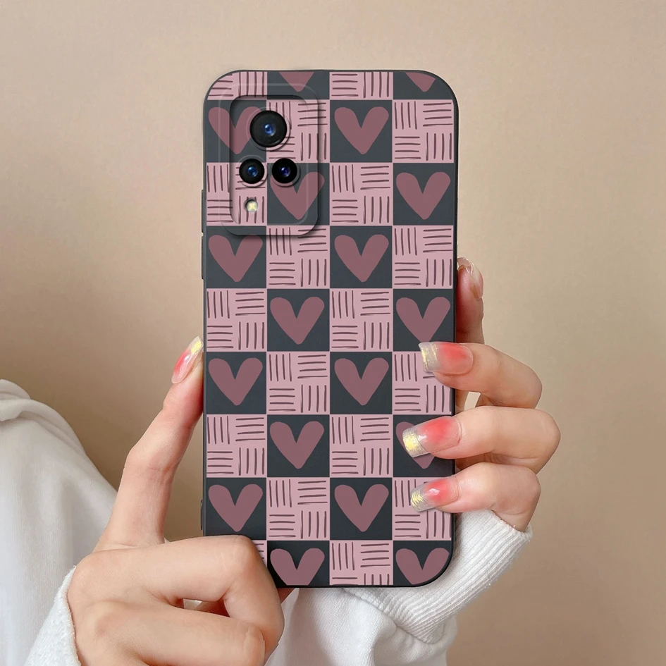 Beautiful Color Floral Pattern Liquid Silicone Phone Case with Lens Protection