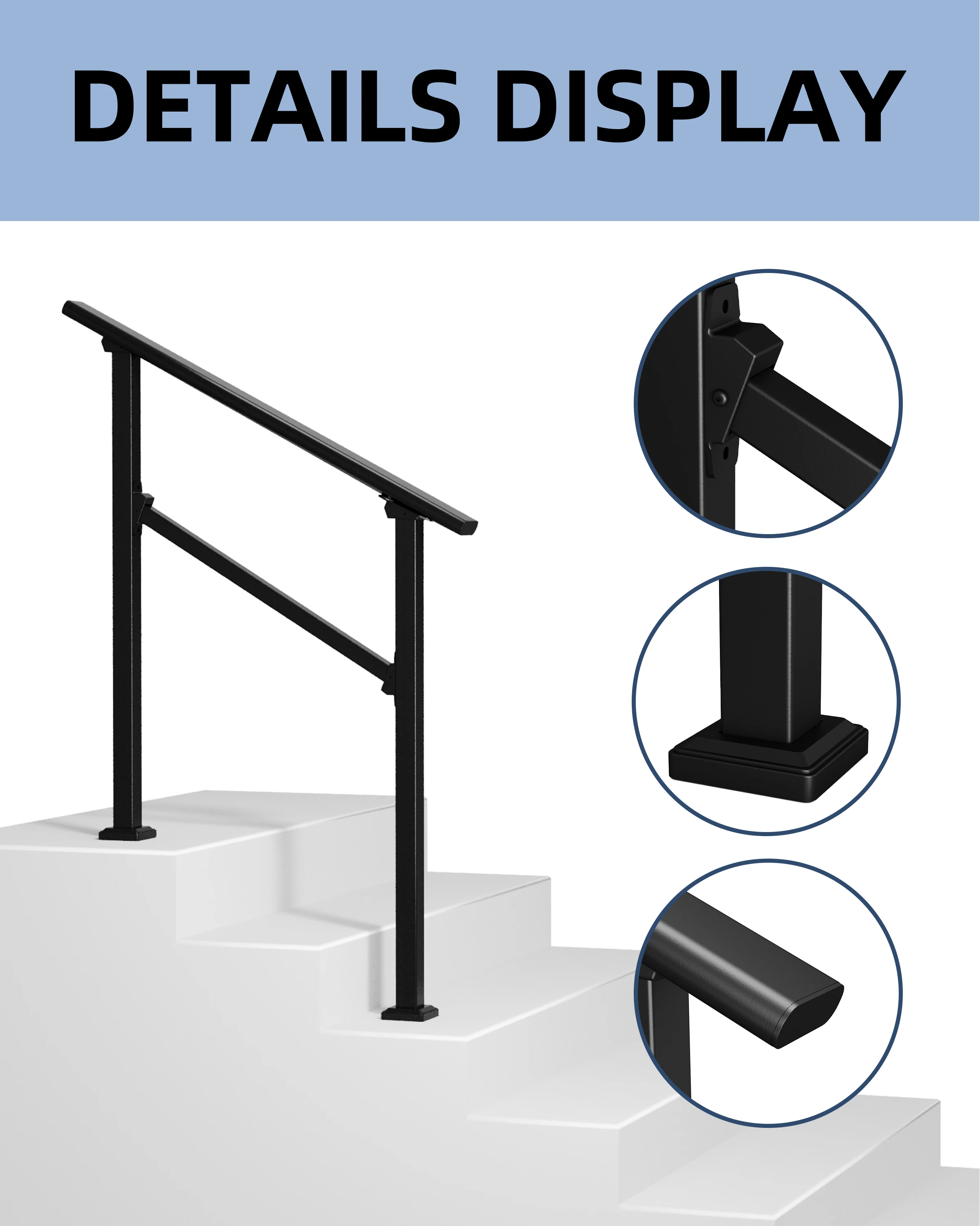 Hand Rails for Outdoor Steps Handrail & Indoor Stair Railing Kit Railings Hand Rails for Seniors Porch Railing& Deck Rail O
