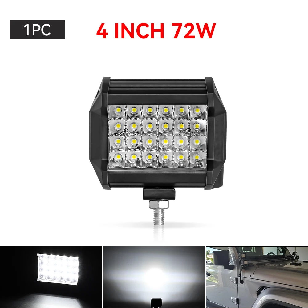 4 "או 7'' LED עבודה אור בר 144W/120W ספוט מבול קורות משולבת לרכב טרקטור סירת OffRoad משאית SUV טרקטורונים רכב תיקון אורות