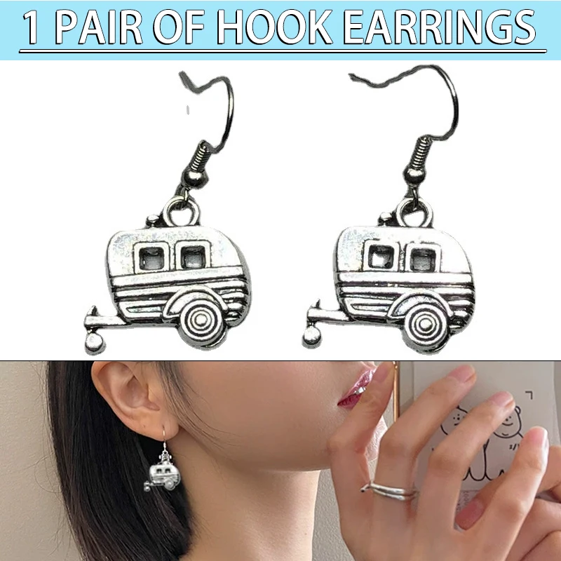 

Retro Camper Earrings Car Pendant Trailer Drop Earrings Creative Jewelry Gifts Creative Metal Camper Trailer Earrings Pattern