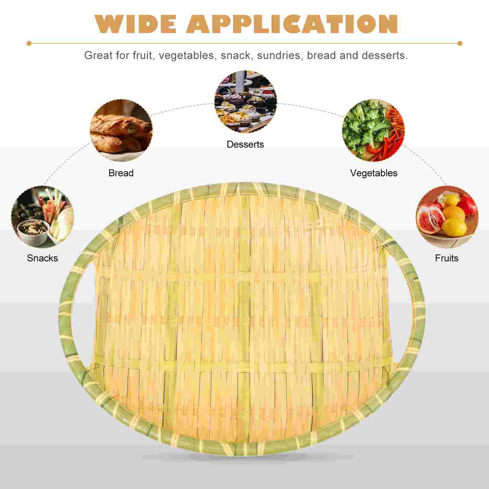 2Pcs Melamine Material Bamboo Style Woven Trays Large Capacity Storage Baskets Home Decor Plates Serving Dishes Kitchen