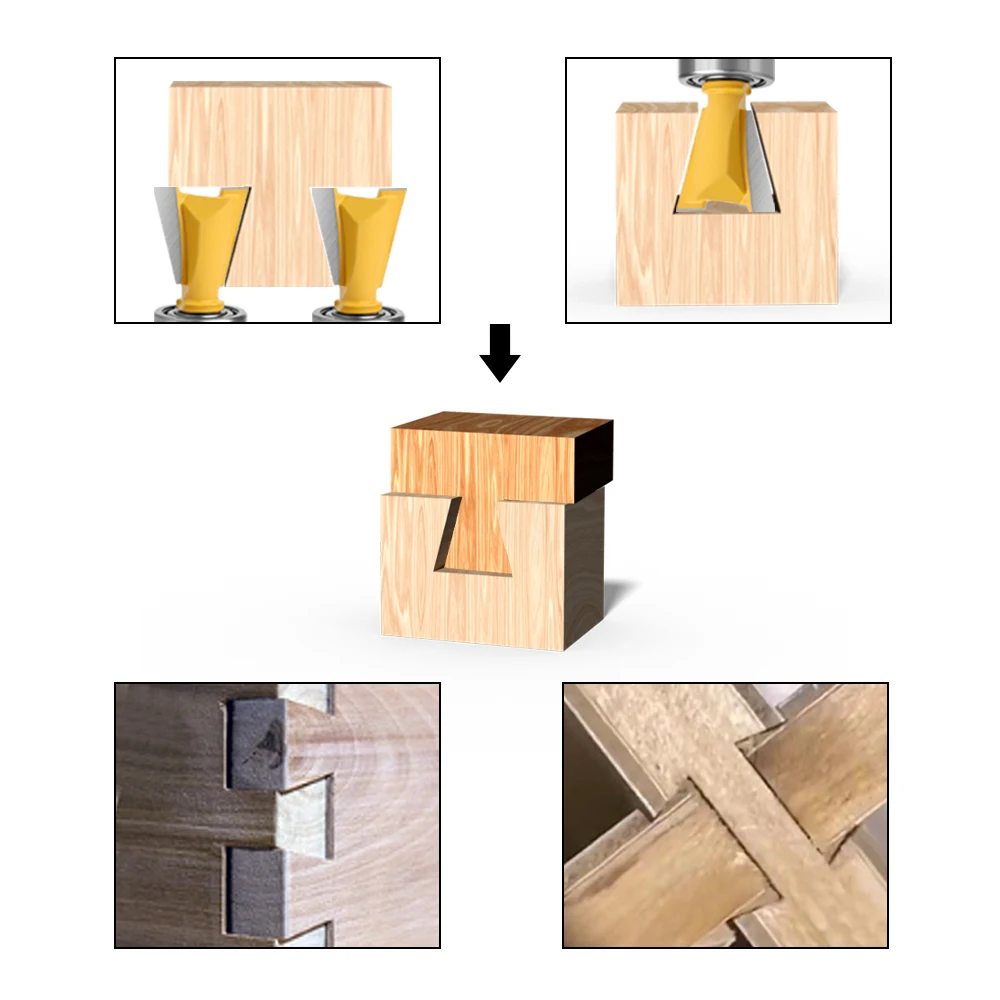 LAVIE 1 Stück 1/4 Zoll Schaft Schwalbenschwanzfräser-Set mit Lager Holzbearbeitungs-Gravurfräser Fräser – Detail 8