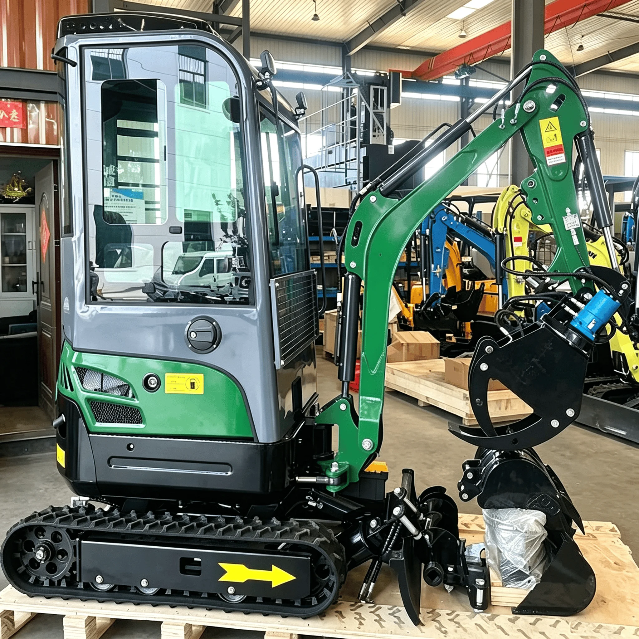 Raupenbagger 1,5 Tonnen Maßgefertigter Mini-Bagger Hydraulische Erdbewegungsmaschine mit Gummiketten CE EPA Euro 5