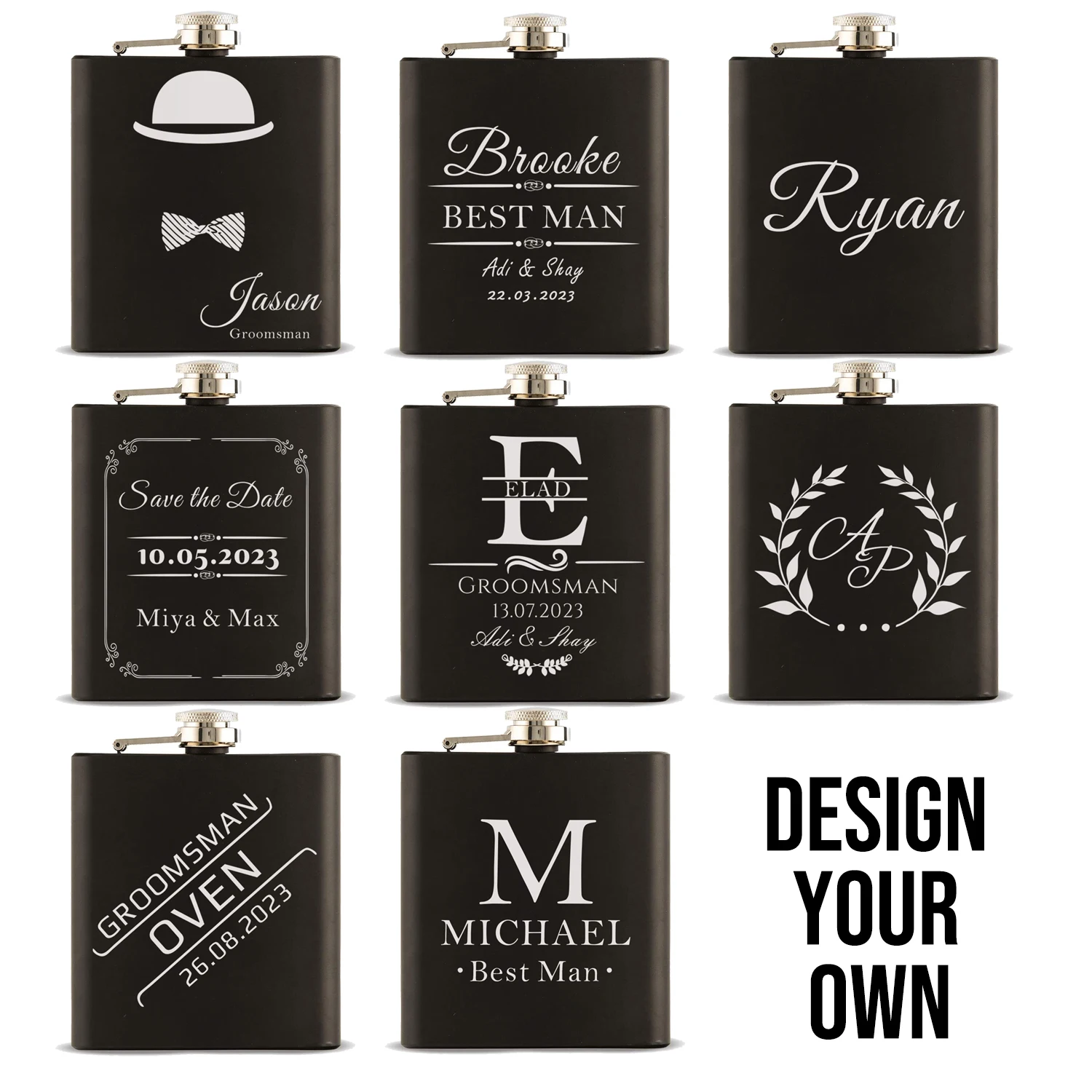 Free Customized 7oz Stainless Steel Hip Flask Best Man Gift for Whiskey Alcohol for Man Wedding Decoration Groomsman Gift