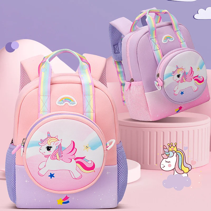 Kindergarten Multifunctional Children's Backpack Cartoon Rabbit Girls School Bags Light Spine Protection Toddler Kids Backpack 6