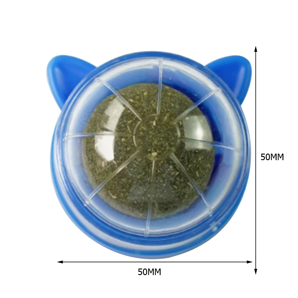 Rotatable Catnip Wall Ball Cat Treat Toys with Catnip Snack Licking Ball Kitten Pet Molar Edible Treating Cleaning Teeth Teasing 