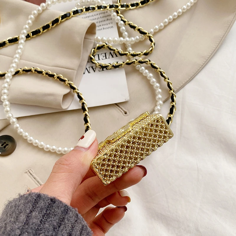 Modische Metallschultern für Damen, hochwertige Umhängetasche, Designer-Bekleidungszubehör, Umhängetasche, niedlicher Mini-Diamant_voghion.com