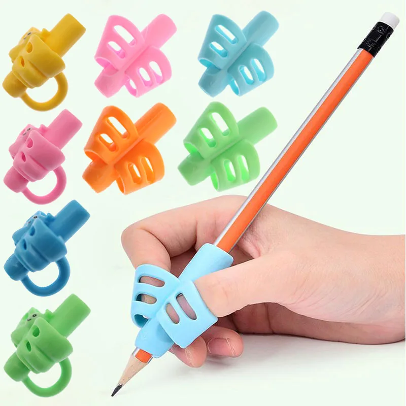 3x Silicone Kid Student Pencil Pen Writing Grip Posture Correction Finger Holder 