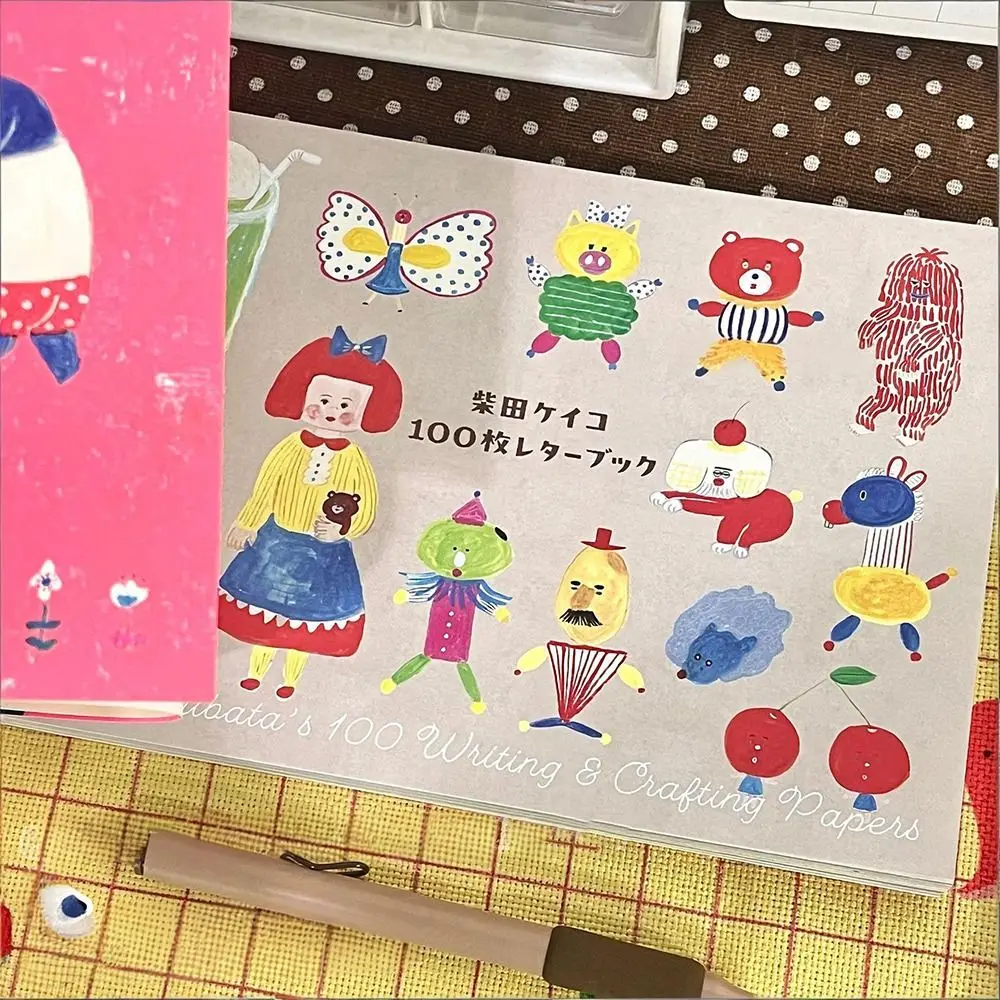 Cartoon Illustration Writing Crafting Papers 100 Sheets Multi-functional Materials Book DIY Scrapbooking Papers Students - 5