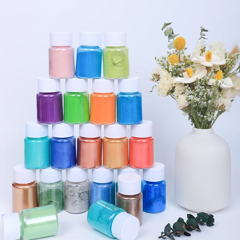 Slim Pearl Nail Powder 20ml-54colors Grade Pearlescent Natural Mica Mineral Powder Epoxy Resin Dye Nail Pigment Chrome