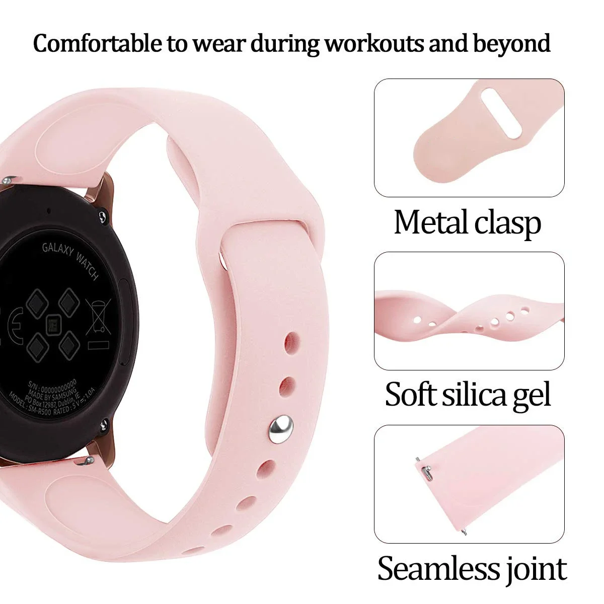 

Silicone strap for Galaxy Watch 3 45mm 46mm/42mm Samsung gear s3 Active 2 44mm/40mm 20 22mm bracelet Huawei GT 2/2e/3/3 pro band