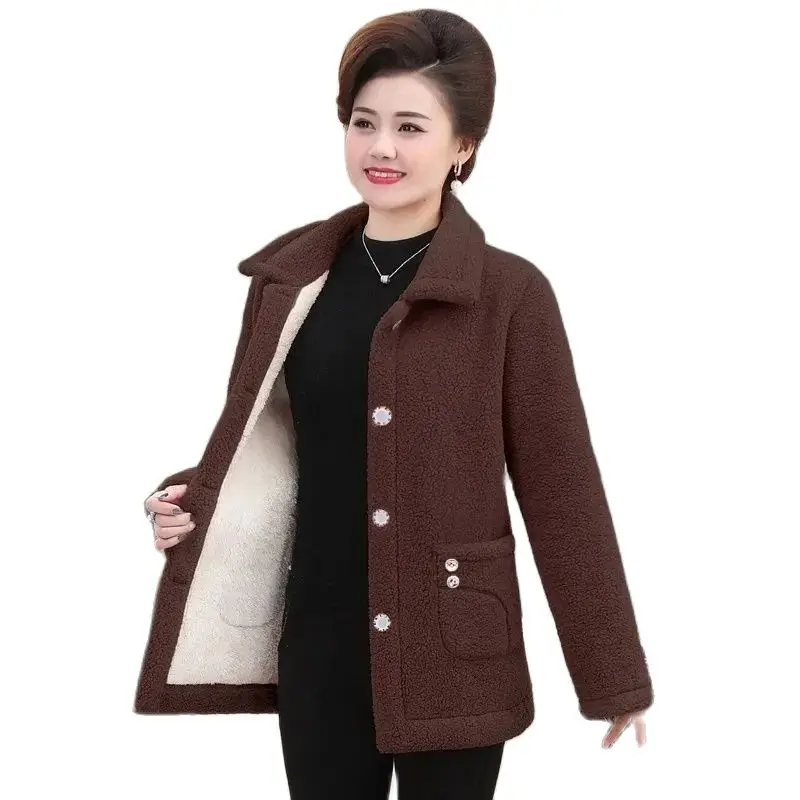 

Middle-aged Mothers Keep Warm And Fashionable Lambswool Thick Coat Women's 2023 Autumn And Winter New Loose Women's Casual Coat.