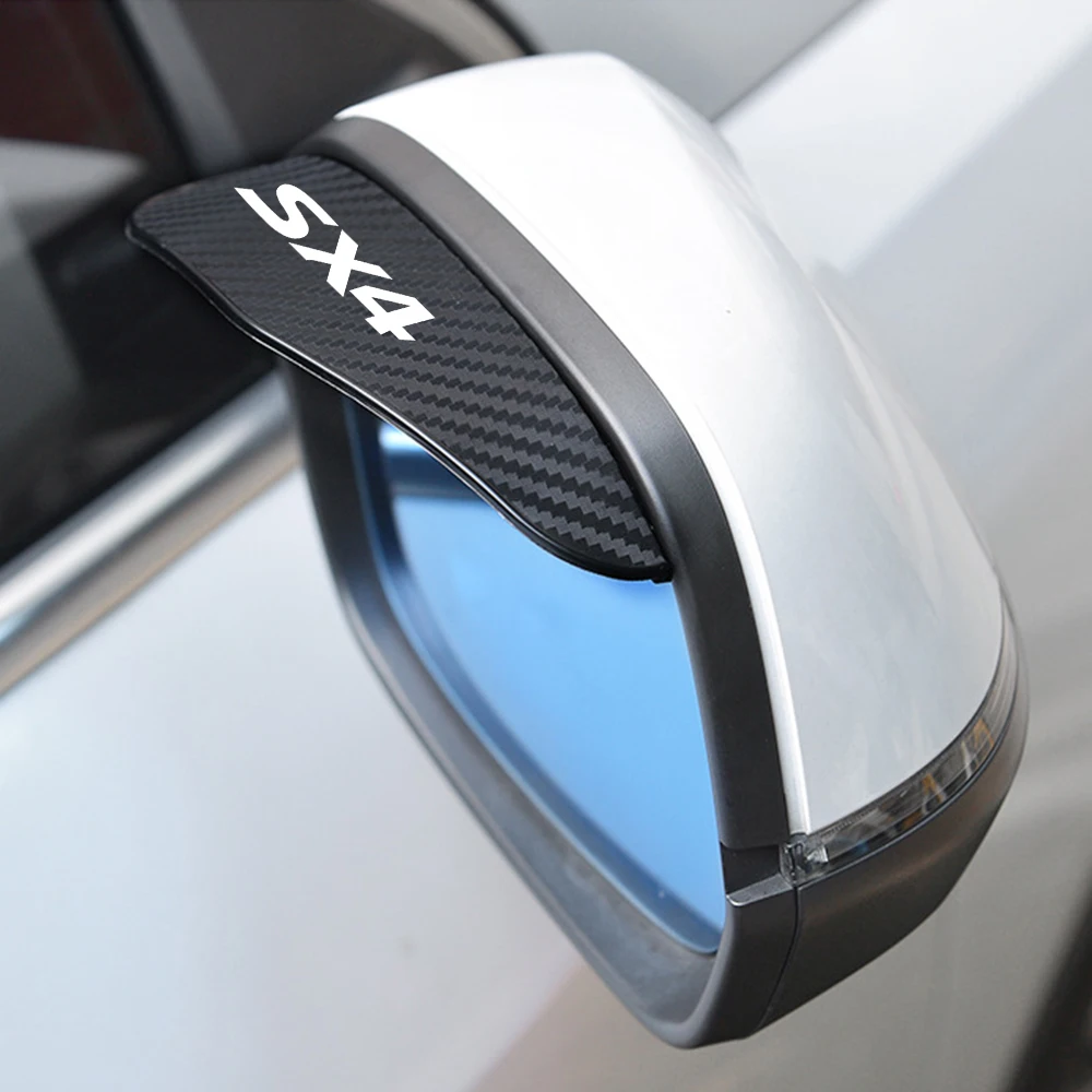 2Pcs car accessoires Awnings Shelters Rearview Mirror Rain Cover Carbon Fiber Side For Suzuki SX4 sticker Accessories