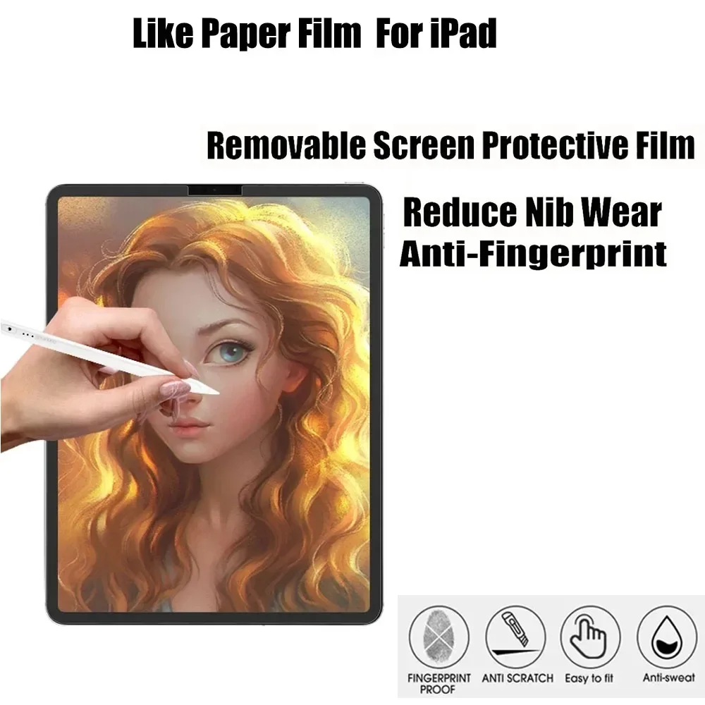 

Paper Texture Film Like Painting Write For iPad Pro 12.9 11 Air 9.7 10.5 10.9 iPad 10.2 7th 8th 9th mini 4 5 6 Screen Protector