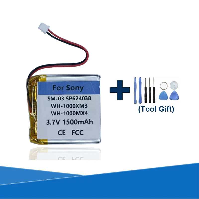 Strumenti Regalo + 1500Mah Sm-03 Sp624038 Batteria Per Wh-1000Xm3 Wh-1000Mx4 Wh-Xb900N Wh-Ch710N Cuffie Cuffie Batterie Akku