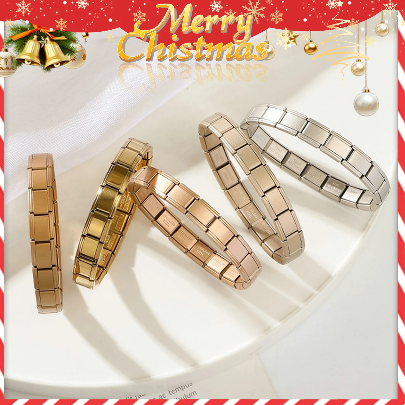 Italian Elastic Charm Bracelet High Quality Stainless Steel 9MM Width