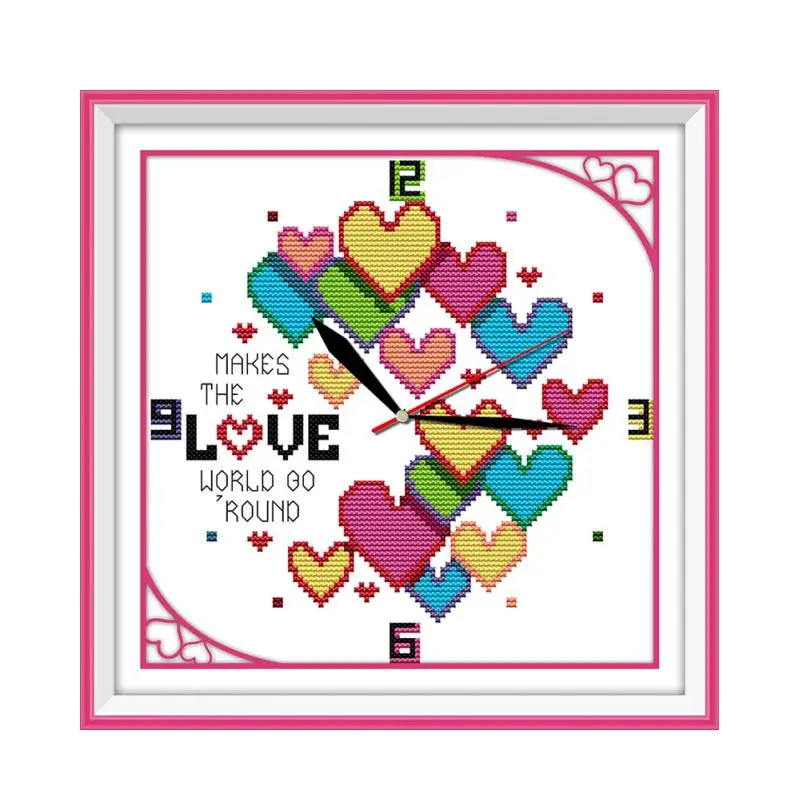 Harmony Cross Stitch Kit 14ct 11ct Count Print Canvas Wall Clock Stitches Embroidery Diy
