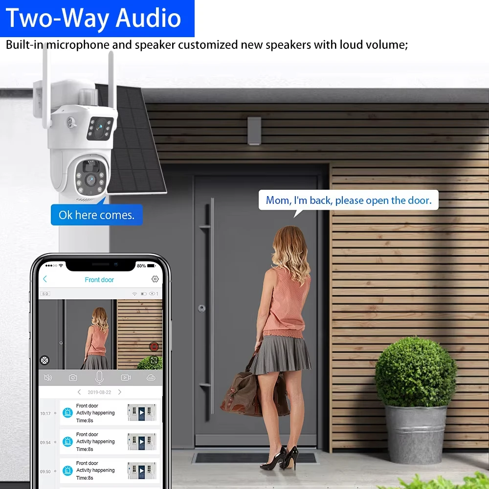 16채널 NVR 8MP 와이파이 감시 태양광 PTZ 카메라 시스템 컬러 야간 PIR 감지 양방향 오디오 와이파이 실외 보안 카메라 세트