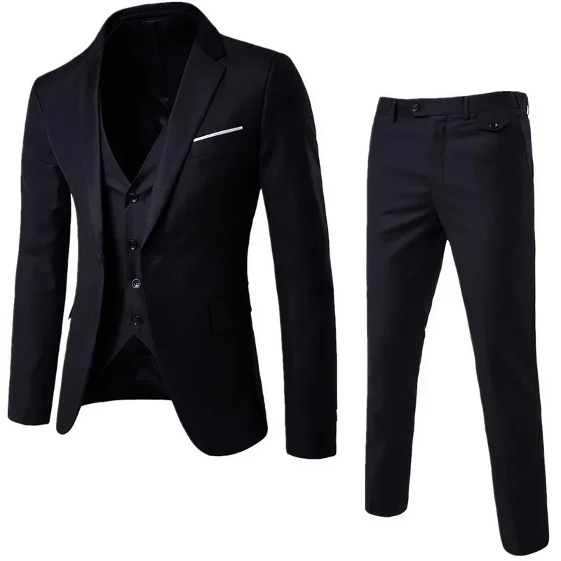 

Business Office Blazer Exquisite Formal Dress Set Suit Waistcoat 2022 Male Suits Weeding Man Slim Groom Thin