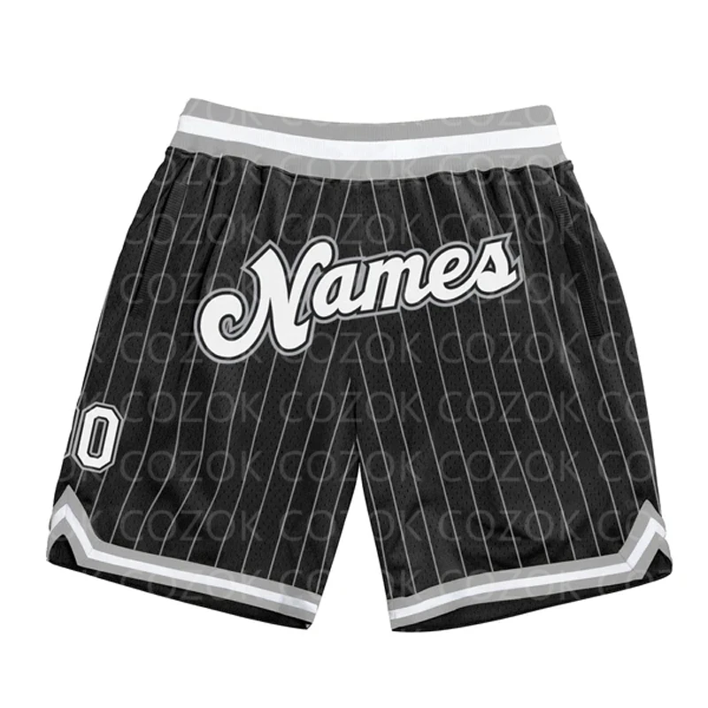 Custom Black Orange Authentic Basketball Shorts 3D Printed Men Shorts Name Mumber Quick Drying Beach Shorts