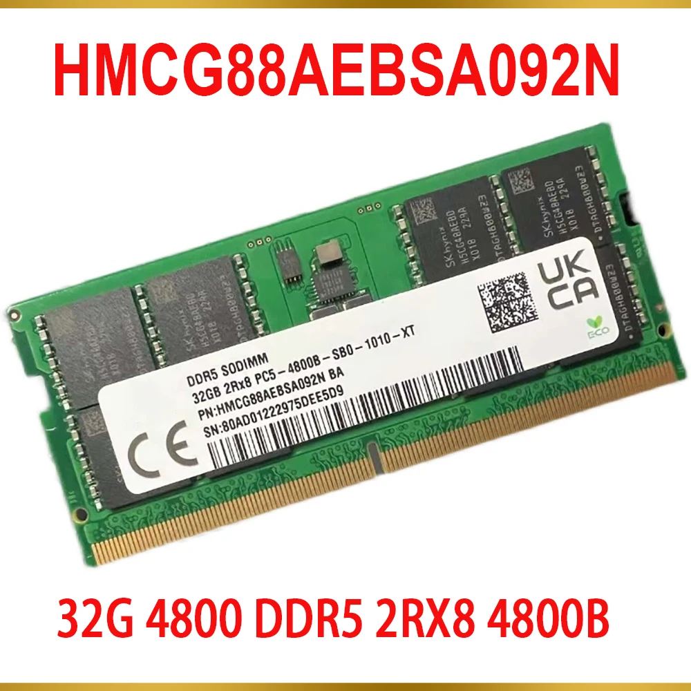 1Pcs For SK Hynix RAM 32GB 32G 4800 DDR5 2RX8 4800B Notebook Memory HMCG88AEBSA092N