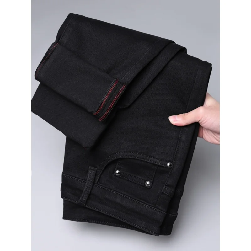 High-End All-Match Simple Jeans Men's Black Slim Fit Skinny Stretch All-Matching Trendy Fashion Tight Casual Pants