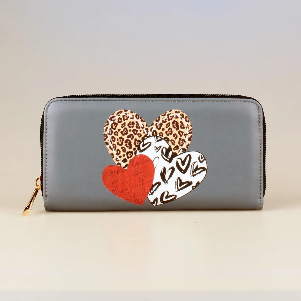 Printing Long Wallet, PU Leather Credit Card Holder, Simple Trendy Phone Coin Clutch Purse For Women