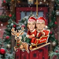 1pc 2D Custom Photo Ornament Personalized Acrylic Hanging Decor Car Accessories Christmas Tree Decoration Gift for Couple Family