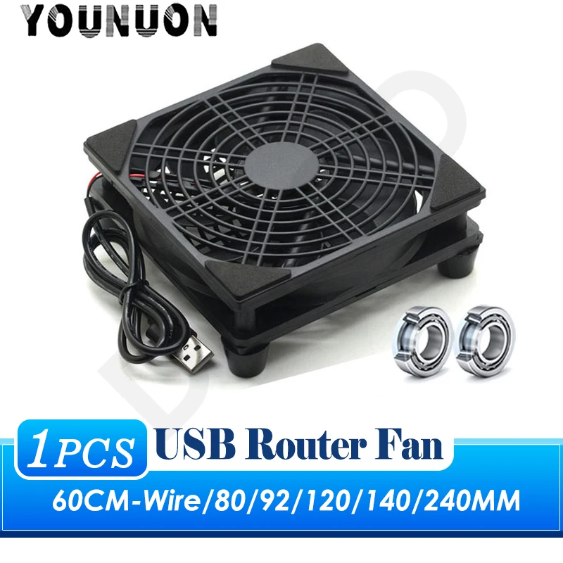 5V Usb Router Fan Tv Box Cooler 80Mm 92Mm 120Mm 240Mm Pc Dispositivo Di Raffreddamento Fai Da Te Con Viti Rete Protettiva Ventola Da Tavolo Silenziosa