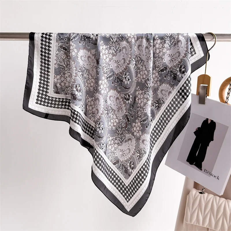 70cm Bandana Foulard Pour Femmes Mode Paisley Imprimé Mouchoir Soie Satin Hijab écharpes Femme Carré Cou Foulards Livraison Directe