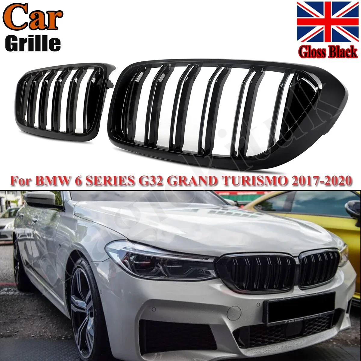 Per Bmw Serie 6 G32 Gran Turismo Rene Grill Griglie Nero Lucido M Style 17-20