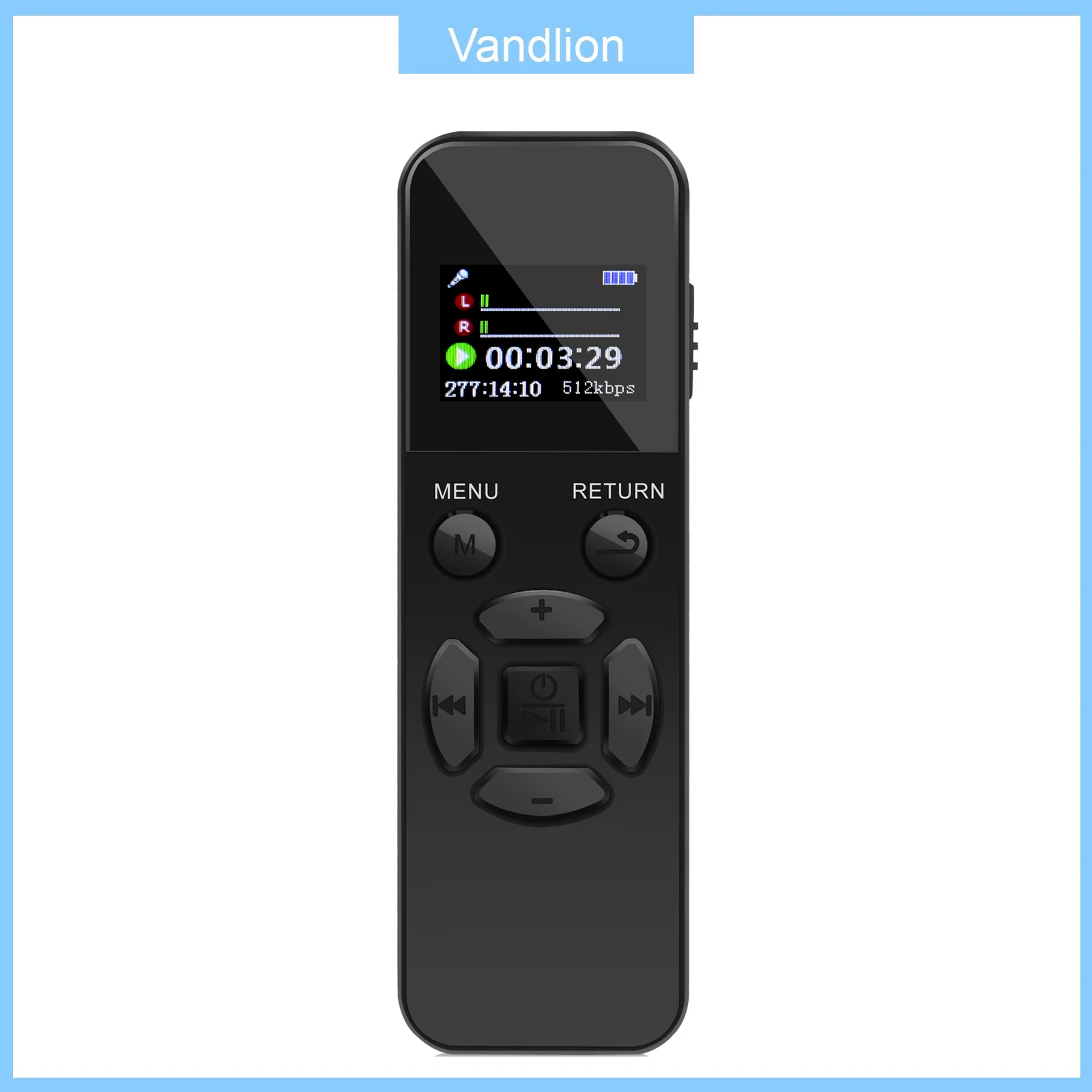 

Vandlion V58 Voice Activated Sound Recorder 1536Kbps WAV USB Flash Drive 40H Continuous Recording Mp3 Player for Interview