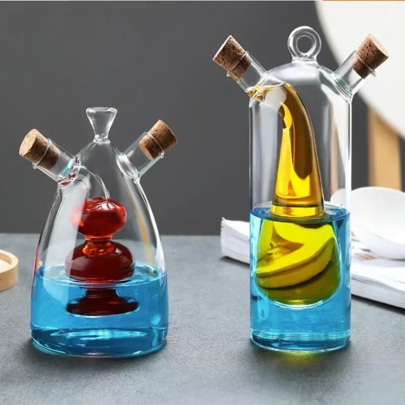 Kitchen Storage Sealed Bottles, Double-layer 2-in-1 Glass Bottles, Oil, Vinegar, Sauce, Seasoning Bottles, Kitchen Tools 2